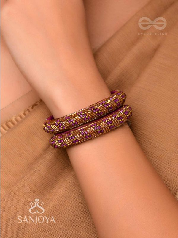 DHVANTI - THE DARK STAR - CUTDANA AND BEADS EMBROIDERED BANGLES (SET OF 2)