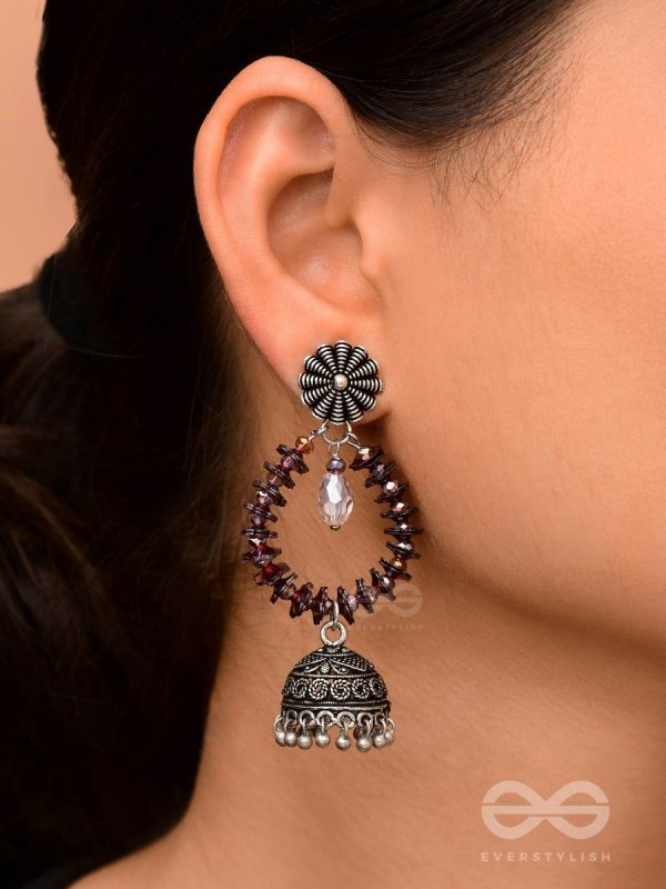 The Violet Wonder - Oxidised Jhumka Earrings