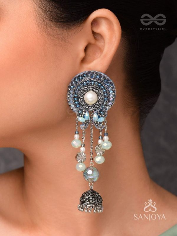 Dhumita - The Shining Smoke - Beaded Hand Embroidered Earrings
