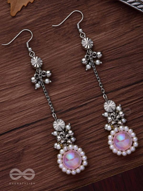 Silver Blush Bubbles - Oxidised Embellished Earrings