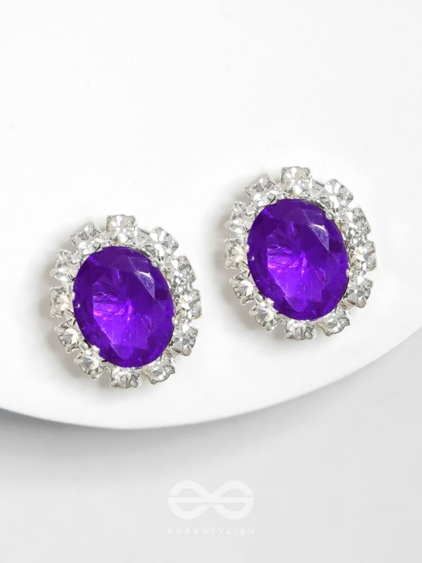 SHIMMER AND SHINE - SILVER AND VIOLET EMBELLISHED STUD EARRINGS
