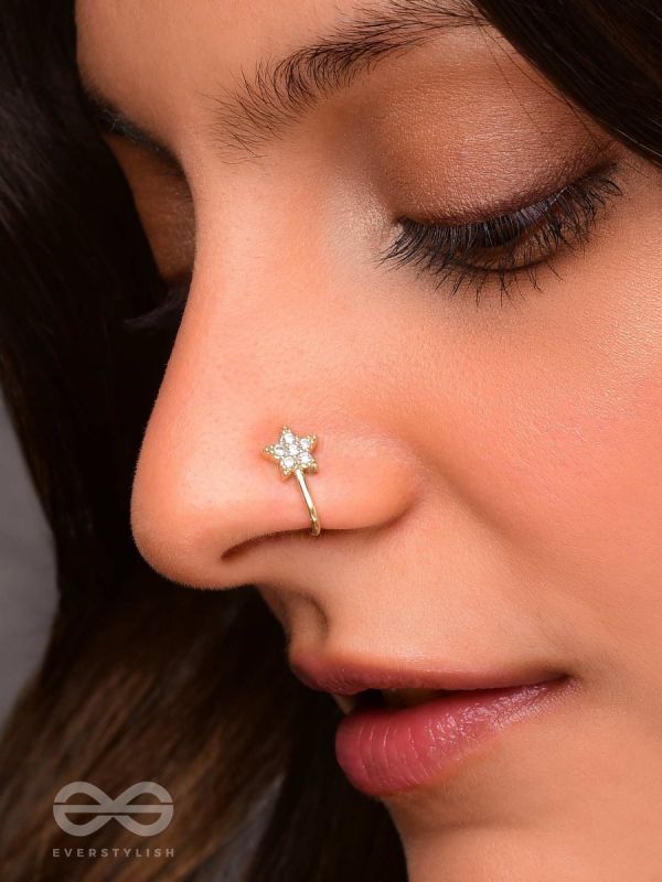 CHAMPAGNE STAR - GOLDEN CZ NOSERING (NON-PIERCING)