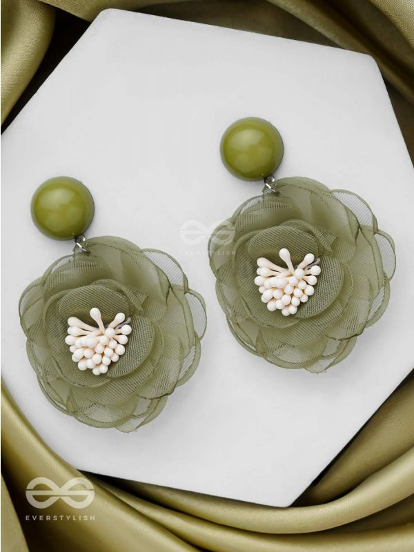 LILY OF THE VALLEY - FABRIC EARRINGS (GREEN)