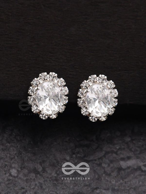 SHIMMER AND SHINE - SILVER EMBELLISHED STUD EARRINGS