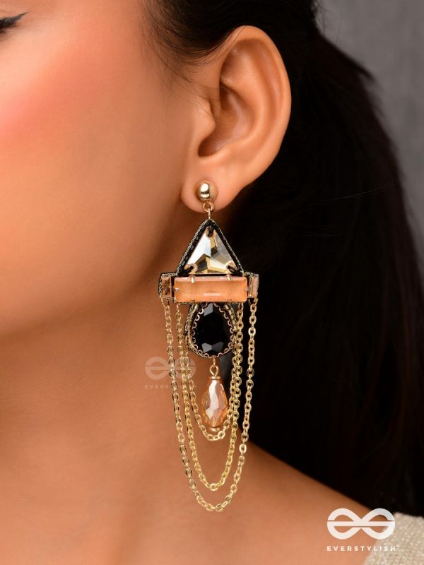 The Dusky Prisms - Embellished Golden Earrings