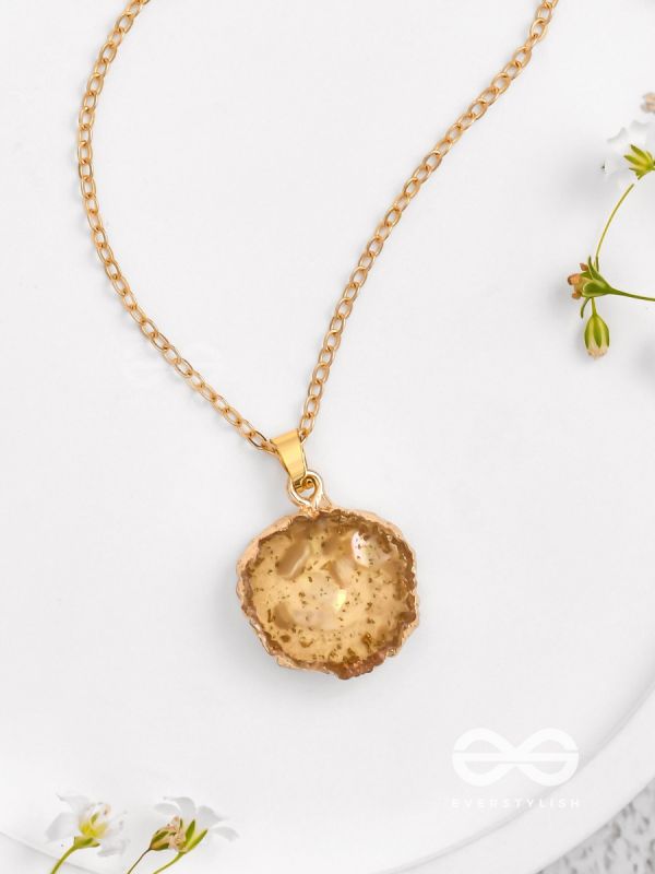 The Sunny Bloom - Golden And Yellow Resin Pendant With Anti-Tarnish Coating