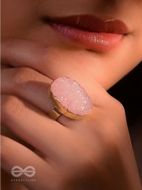 Crystal Frost - Pink Druzy Ring (Adjustable)