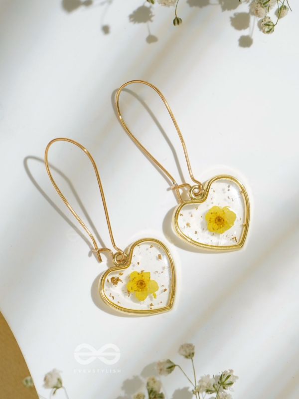 Heart Of Sunshine - Pressed Flower Resin Earrings