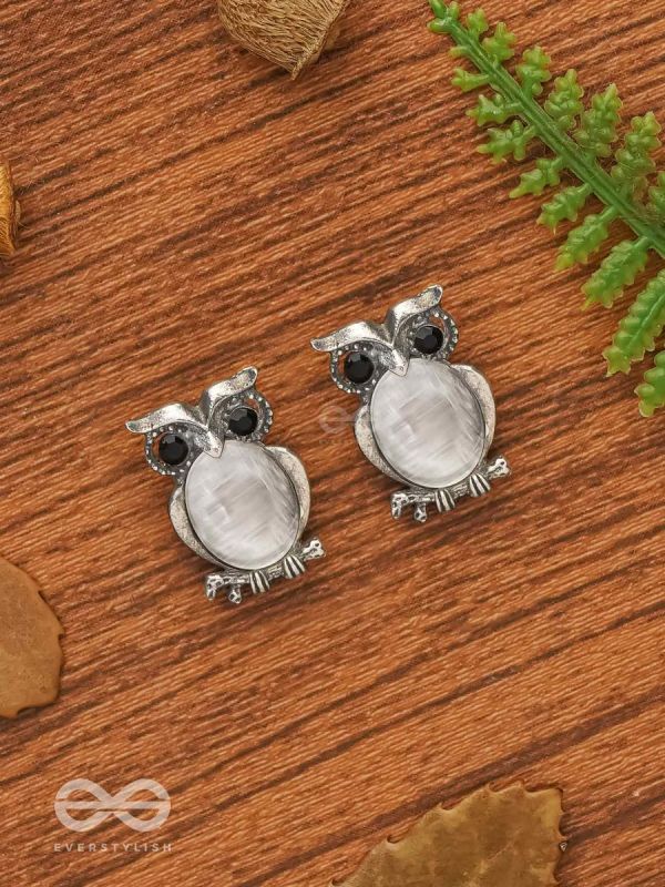 The Little Embellished Owls- Tiny Trinket Earrings(Gray)