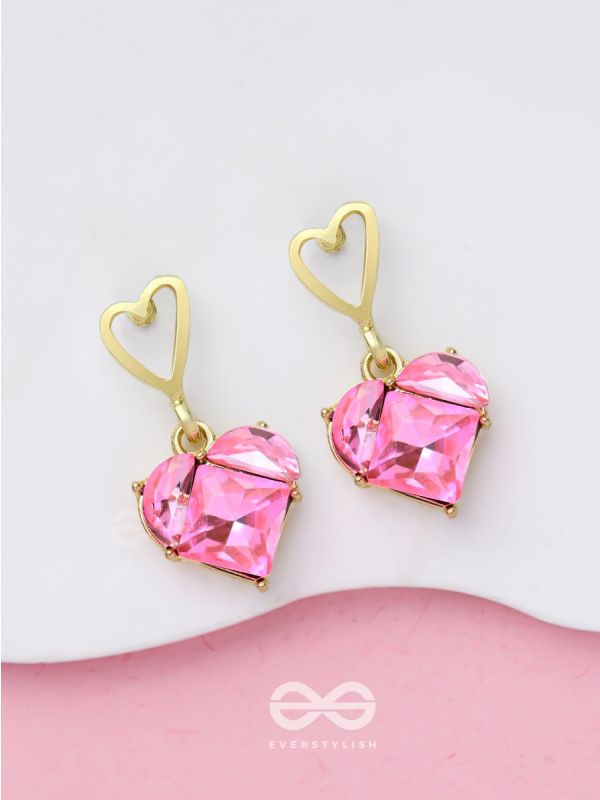 The Crystal Love - Golden Embellished Earrings