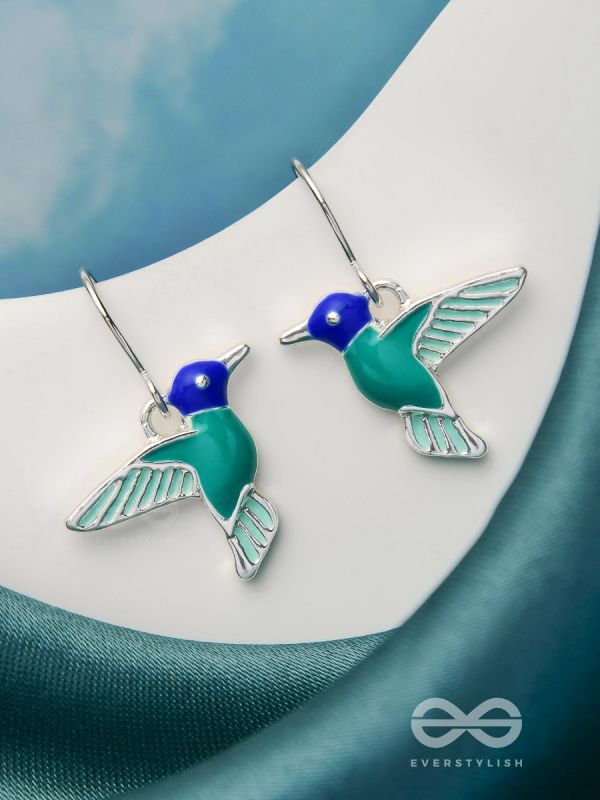 Sky Wings - Silver Enamelled Earrings