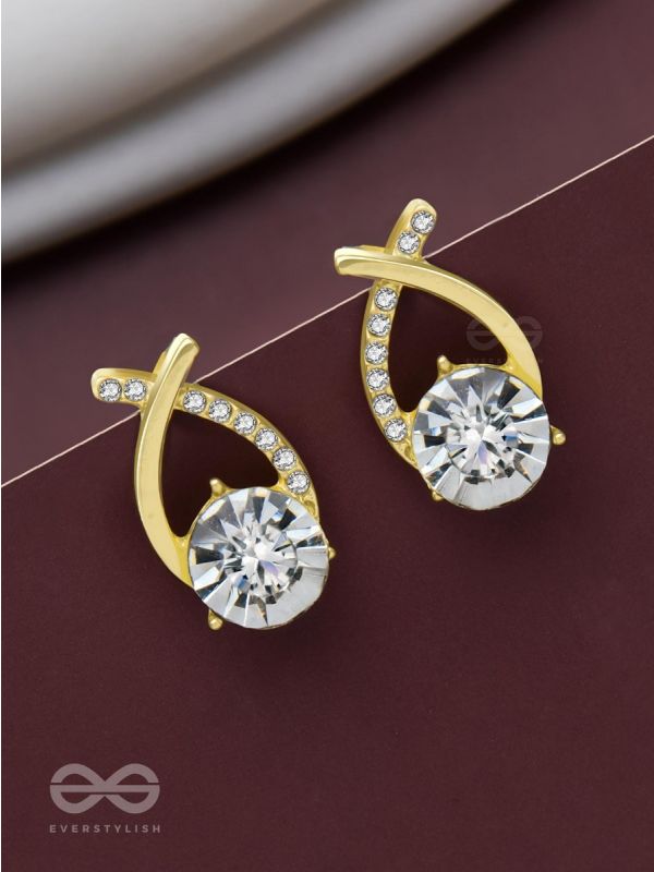 Shining Shimmerstones - Golden Embellished Earrings