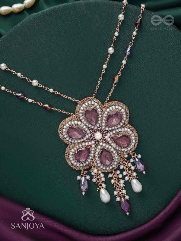 Bahukusumita - The Garden Gala - Stone, Beads And Pearls Hand Embroidered Neckpiece