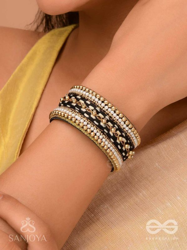 Madhya - In Between Night - Beads And Reshan Hand Embroidered Bangle 