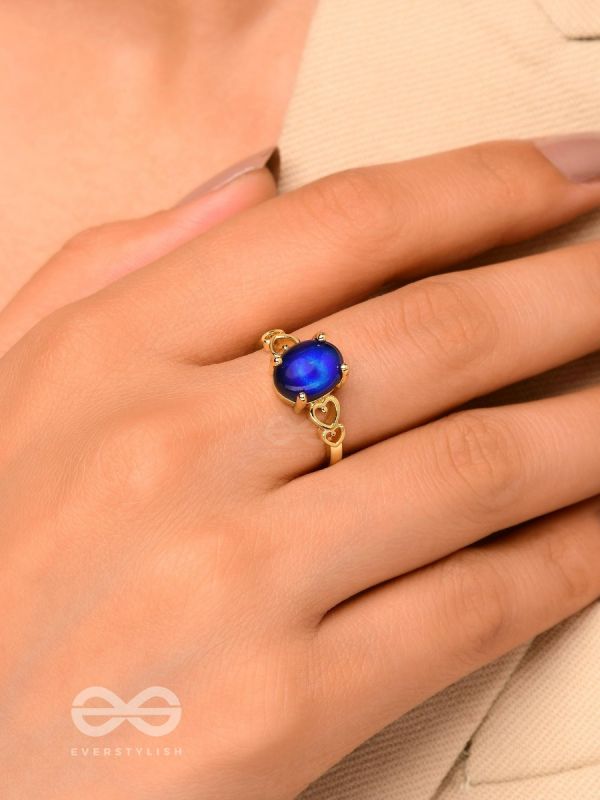 The Azure Delights - Golden Embellished Ring 