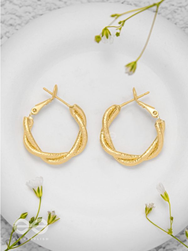 Twisted Tangos - Golden Hoop Earrings