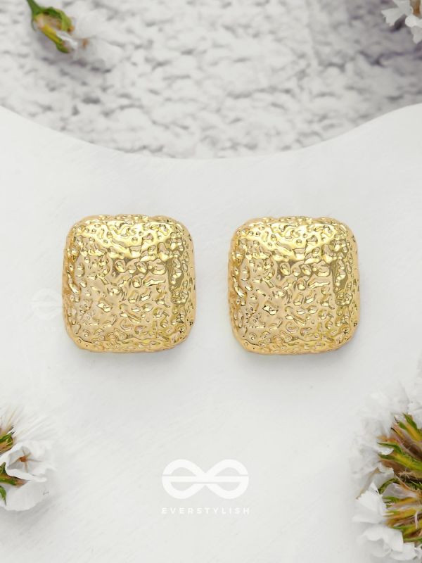 The Mosaic Squares - Golden Stud Earrings