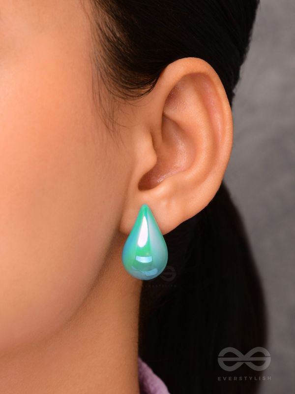 Glitter Drops - Holographic Acrylic Earrings (Dark Blue)