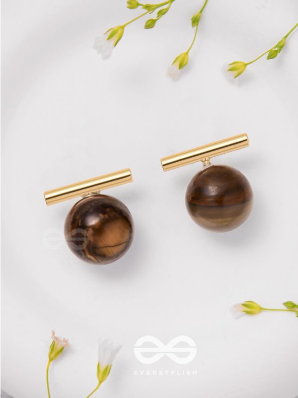 Spinning Coffee - Golden Stud Earrings