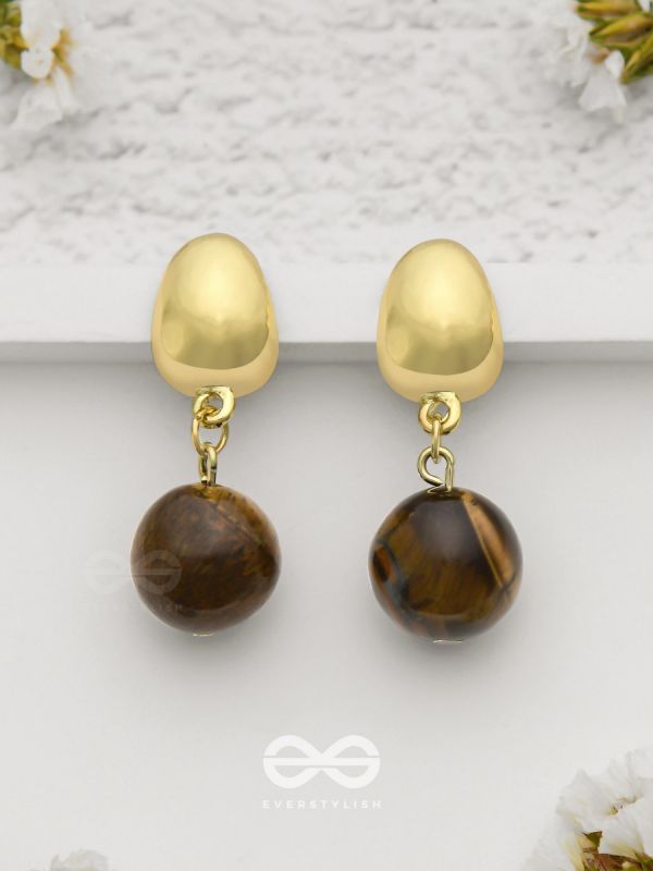 Mocha Bells - Casual Golden Earrings