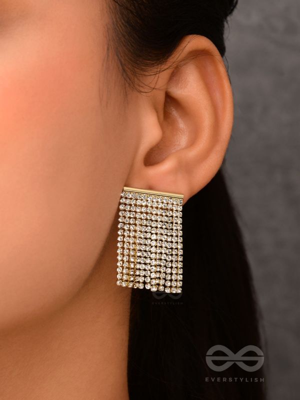 Starry Falls - Golden Embellished Earrings