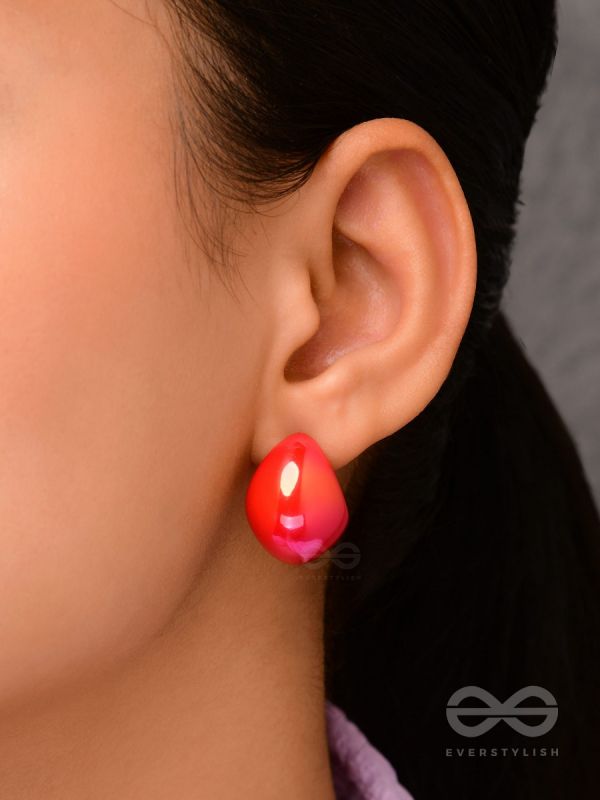 Groovy Arcs - Holographic Acrylic Earrings (Red)