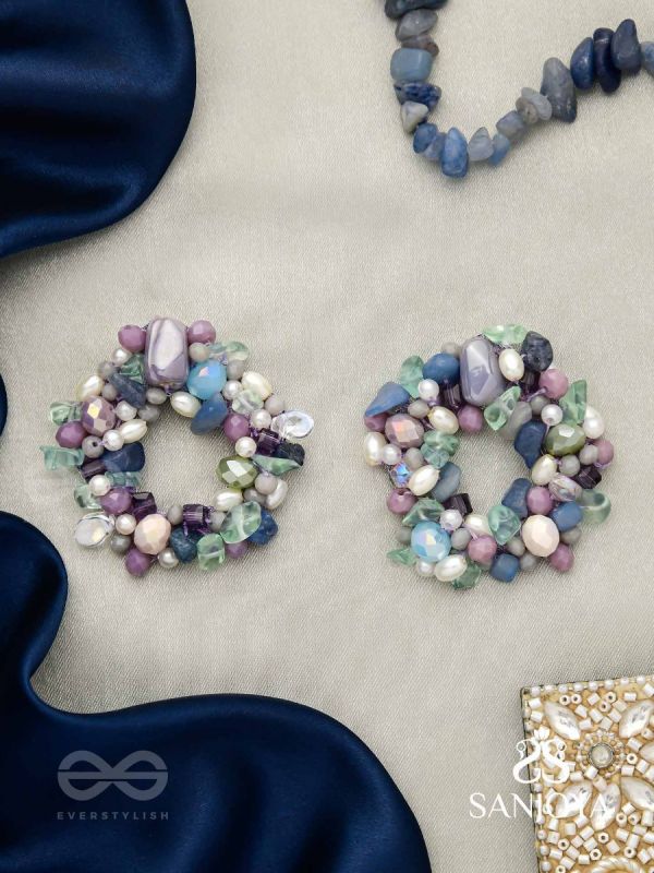 Vilohita - The Lilac Luxury- Beads Hand Embroidered Earrings