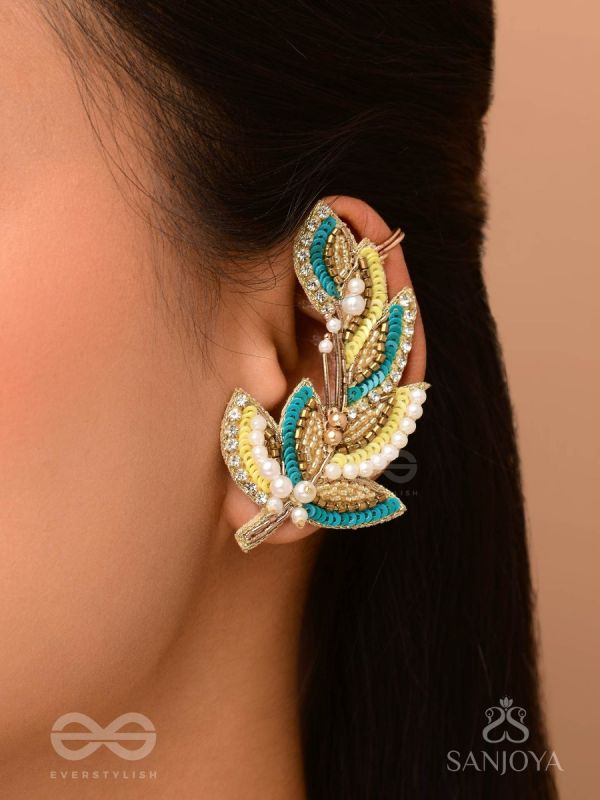 Parnin - The Embellished Feathers - Beads, Sequins And Cutdana Hand Embroidered Earrings