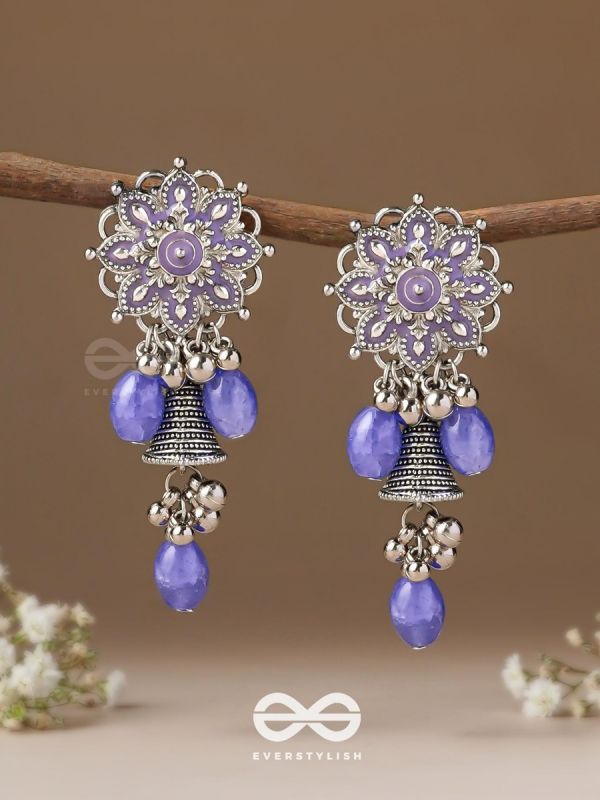 The Azure Snowflakes - Enamelled Oxidised Earrings