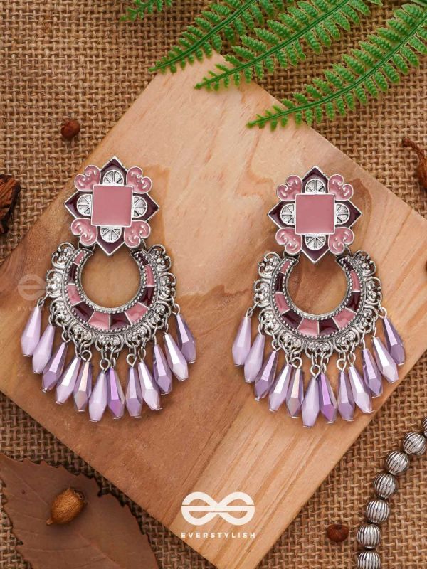 The Tender Lilac - Enamelled Oxidised Earrings