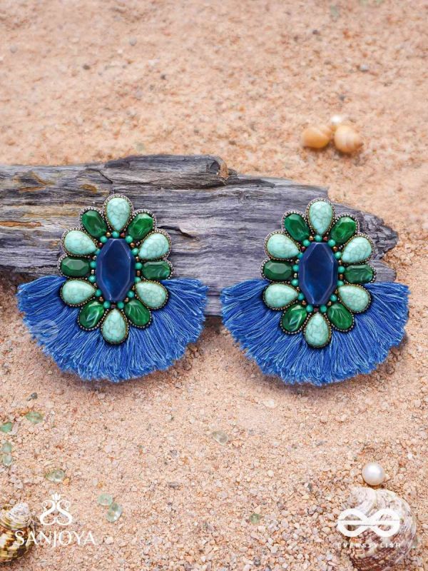 Dhrishu - The Deep Hues - Stones, Beads And Resham Hand Embroidered Earrings