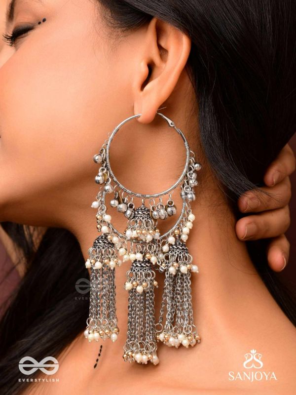 Sampravrisht - The Shimmery Rainfall - Beaded Oxidised Earrings