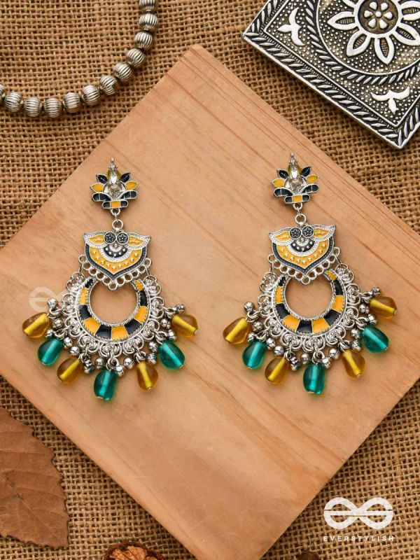 The Garland of Gems - Statement oxidized jhumka with bead danglers