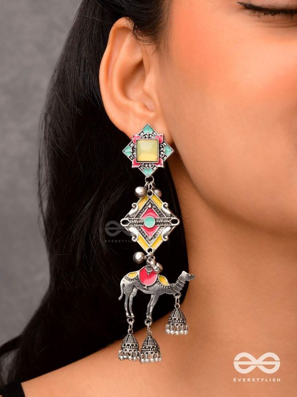 Camel's Charm- Three- Layered oxidized earrings