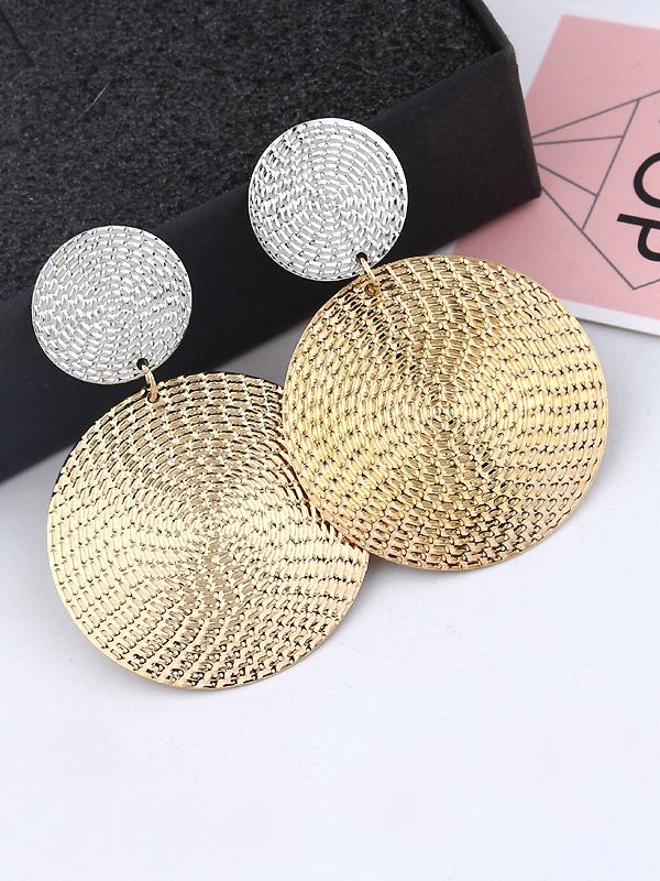 The Earthy Touch Twin Circles Golden And Silver Designer Earrings. 