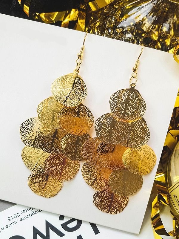 Golden mirage leaves dangling earrings