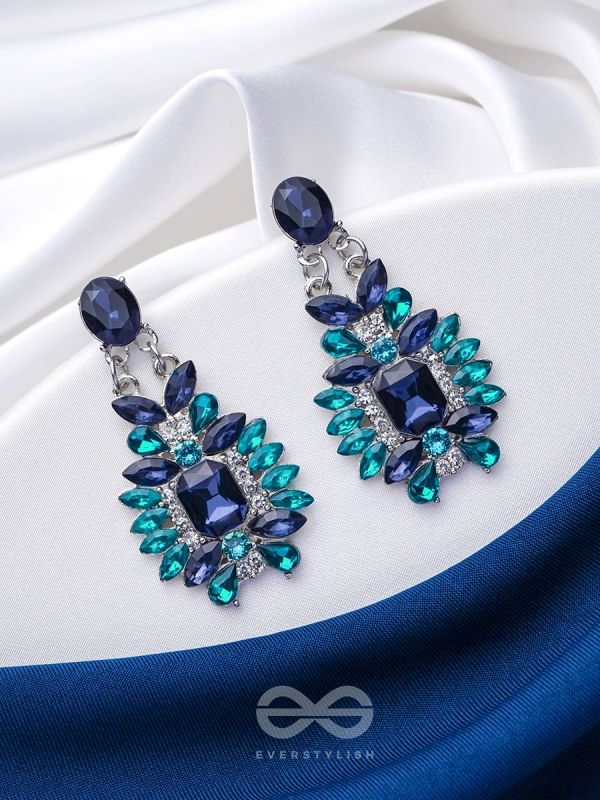 The Midnight Ocean Blue Studded Statement Earrings