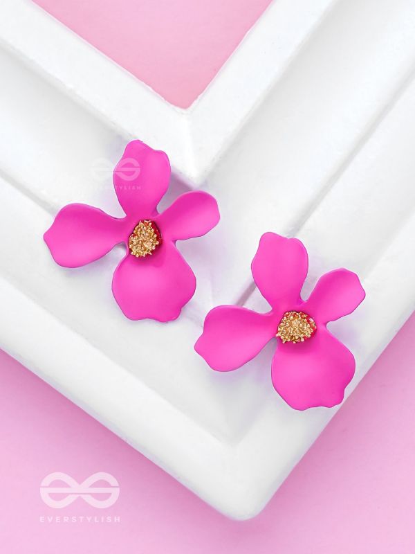The Floral Finesse - Gorgeous Statement Studs (Cerise Pink)