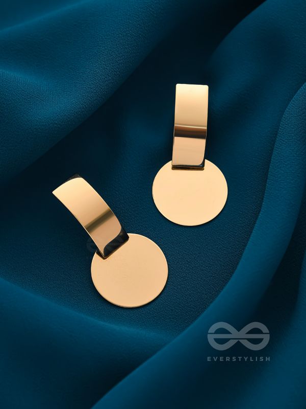 The Chic Geometry (Golden) - Golden Statement Earrings