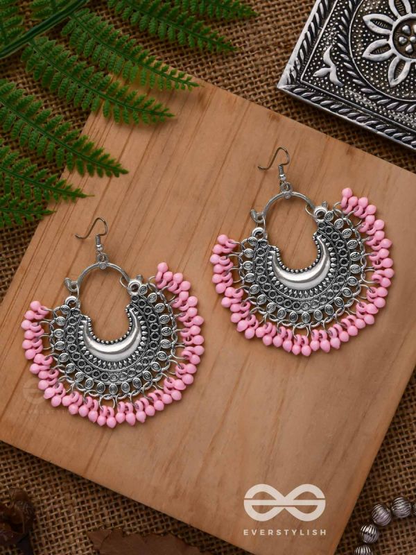 The Motif Moon Chandbali Earrings (Watermelon Pink) - The Boho Basics