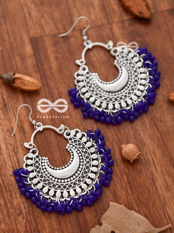 The Motif Moon Chandbali Earrings (Egyptian Blue) - The Boho Basics