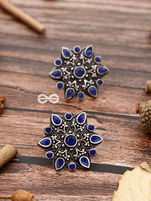The Starry Diva Earrings - Blue - The Embellished Oxidised Collection