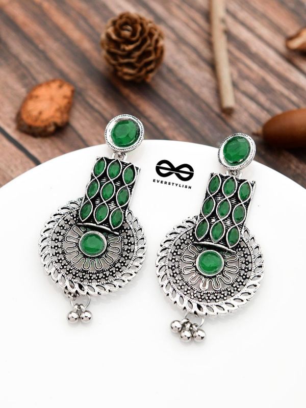 The Studded Artistry - Emerald Green - The Embellished Oxidised Collection