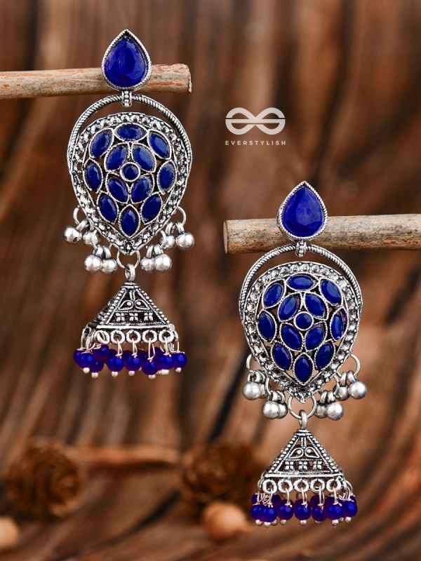 The Khaleesi Statement Danglers - Royal Blue - The Embellished Oxidised Collection