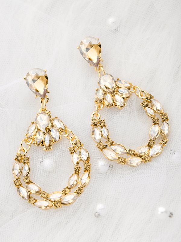 The Bellissimo Collection Embellished Droplet Earrings - Golden