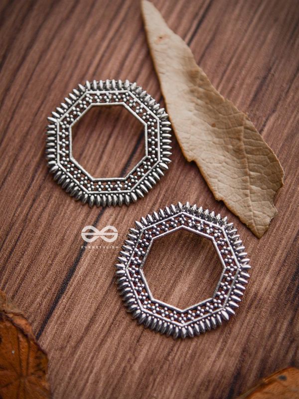 The Little Bohemian Hexagons - Oxidised Boho Earrings