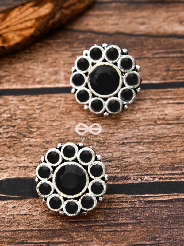 The Bling Button Studs - Onyx Black - Tiny Trinket Earrings