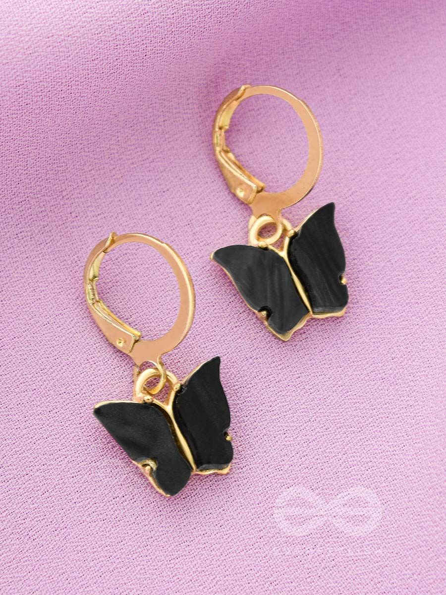 Glowies Glow Jewelry Art & Decor - Mood Color Changing Black Butterfly  Earrings Style #3